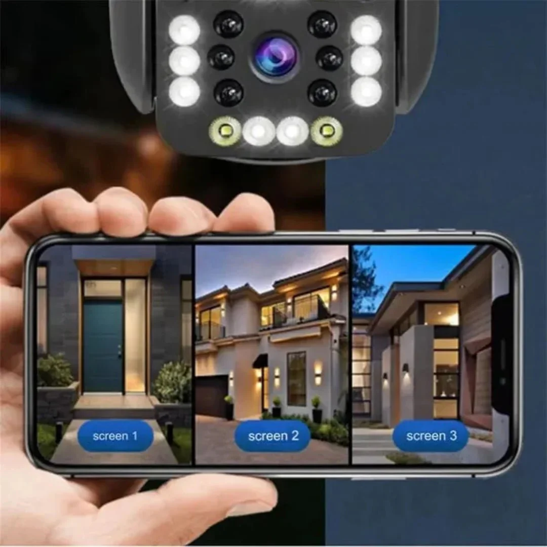 Outdoor Waterproof Wireless WiFi HD Security Camera, 3 Lens Security Camera Outdoor, Mini Hd WiFi Security Camera 360, Outdoor Waterproof WL Security Camera for Home (3 Lens) - Image 4